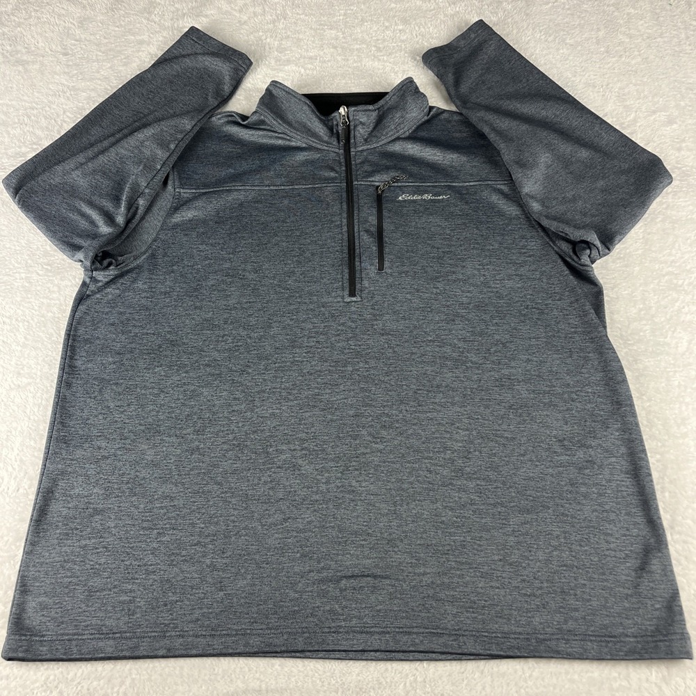 Eddie Bauer Men's 1/4‎ Zip Sweater Fleece Heather Grey Size XXL